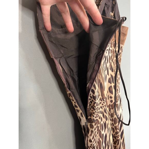 Mia Paluzzi Maxi Dress Leopard Print Sz 4 Y2K 2000s Formal Party Cocktail - Picture 9 of 15